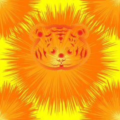 Sunny Tiger face logo logo template is a new year symbol for background or design.