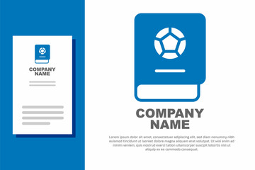 Blue Football learning book icon isolated on white background. Logo design template element. Vector