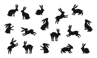 Rabbits Silhouettes Collection - Vector