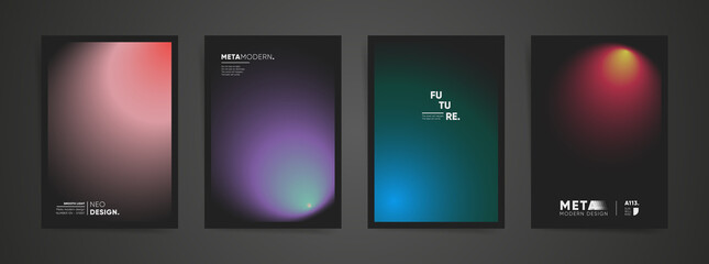 Abstract blurred black gradient cover template design set for poster, brochure, home decor, and presentation. Smooth circular gradient fashion concept. Vector a4 aesthetics premium duotone layout.
