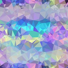 Seamless iridescent triangle pattern for surface pattern print. High quality illustration. Blue and purple holographic vivid trendy swatch. Funky contemporary graphic tile for background or textile.