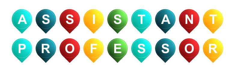 Assistant Professor - text written on Isolated Shapes with White background