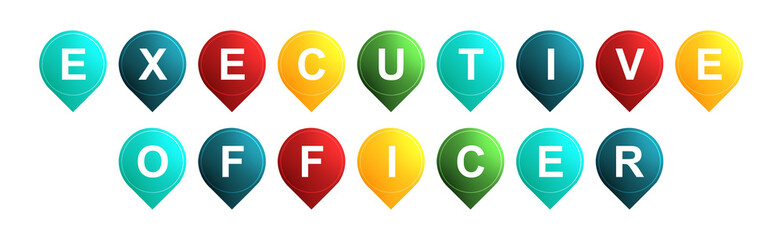 Executive Officer - text written on Isolated Shapes with White background