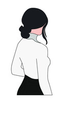 Vector fashion illustration of the female body in a trendy linear style. Elegant art.