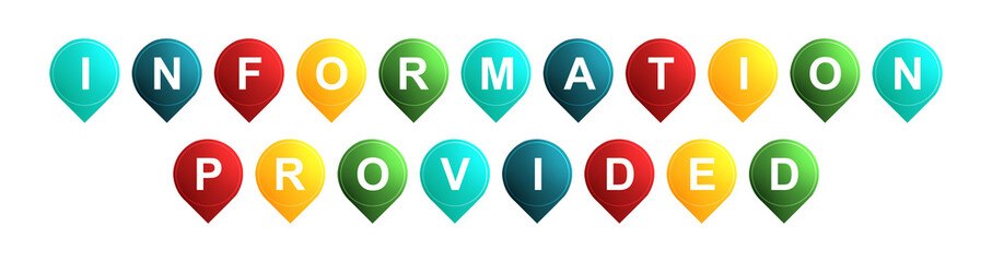 Information Provided - text written on Isolated Shapes with White background