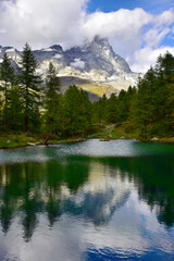 Veduta del Cervino e Lago Blu