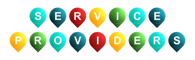 Service Providers - text written on Isolated Shapes with White background