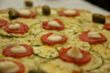 various food dishes, pizza, sphirra, snacks and various
