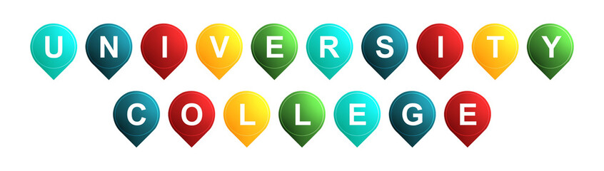 University College - text written on Isolated Shapes with White background