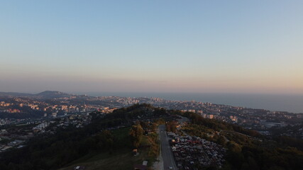 Panorama of the resort town of Sochi from the mountain
