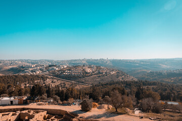 jerusalem-israel. 10-12-2020. The view of the mountains of Jerusalem as seen from the tomb of...