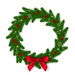 Fototapeta na wymiar colorful wreath prepared christmas vector design illustration