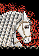 White horse on a background of red fan
White horse on a background of red fan

White horse on a red fan background
