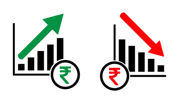 Set of income and growing economic symbol, money flat modern icon, isolated on white background