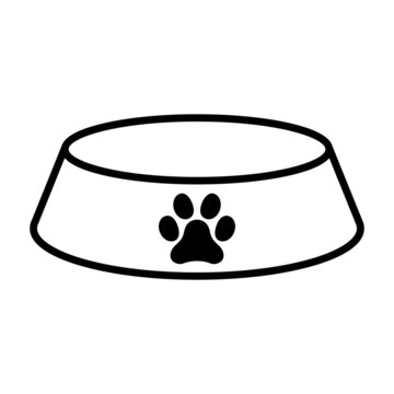 Bowl icon for pet, food sign isolated on background, vector illustration, meal dinner symbol design