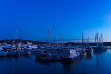 Fototapeta na wymiar Sailboats in the marina of Oslo, Norway