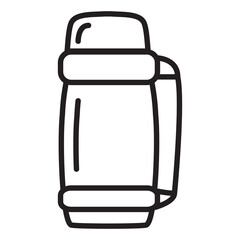 Outline thermoses.Thermos drink container.Isolated on a white background.Storage vessel with water for travel.