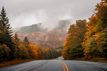 winding road in Vermont during Fall