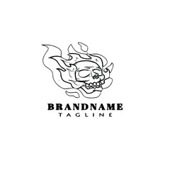 Obraz premium burning skull logo cartoon design icon black isolated vector illustration