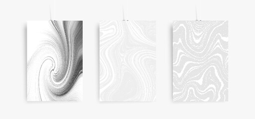 Vector marbling halftone posters set. Marble texture for, brochure, invitation, cover design
