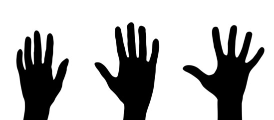 Black hand silhouettes on white background isolated