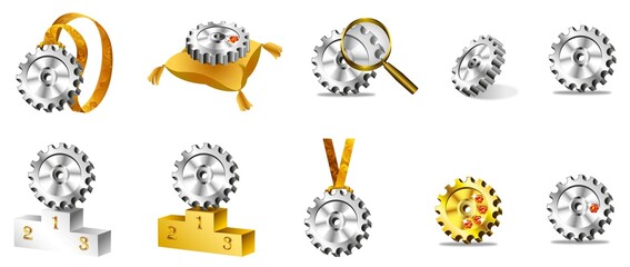 shiny metal nut in various turns icon for design