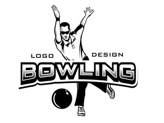 vector set of bowling logos, emblems and design elements