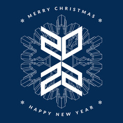 2022 number on a blue background with snowflake