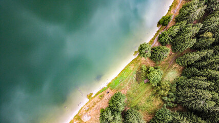 Volcanic crater lake, wild nature