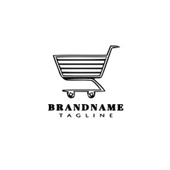 shopping cart cartoon logo icon design template black isolated vector