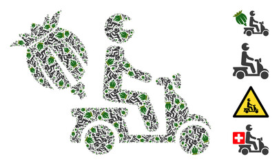 Vector opium motorbike delivery fractal is formed from repeating fractal opium motorbike delivery pictograms. Fractal collage of opium motorbike delivery. - obrazy, fototapety, plakaty