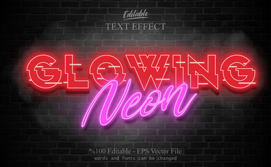 Obraz premium GLOWING NEON editable text effect