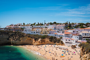 village of white houses on the coast
