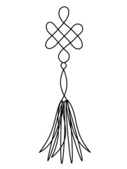 Sign of endless auspicious knot as line drawing on the white background. Vector