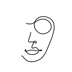 Woman silhouette face as line drawing picture on white
