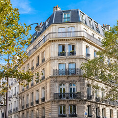 Paris, beautiful buildings, boulevard Voltaire in the 11e district
