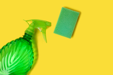 Plant sprayer and sponge. Household and housework.