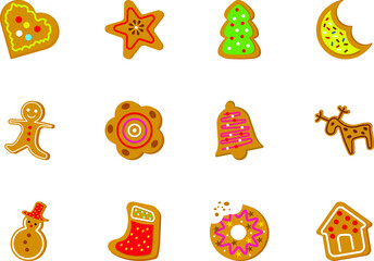 Christmas cookies vector icon set that can easily edit