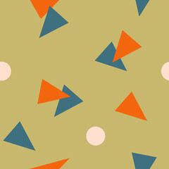 Abstract seamless colorful pattern in trendy memphis style. Background for printing brochure, poster, vintage textile design, cover, banner. Retro 80's - 90's style. Eps 10 vector illustration.	