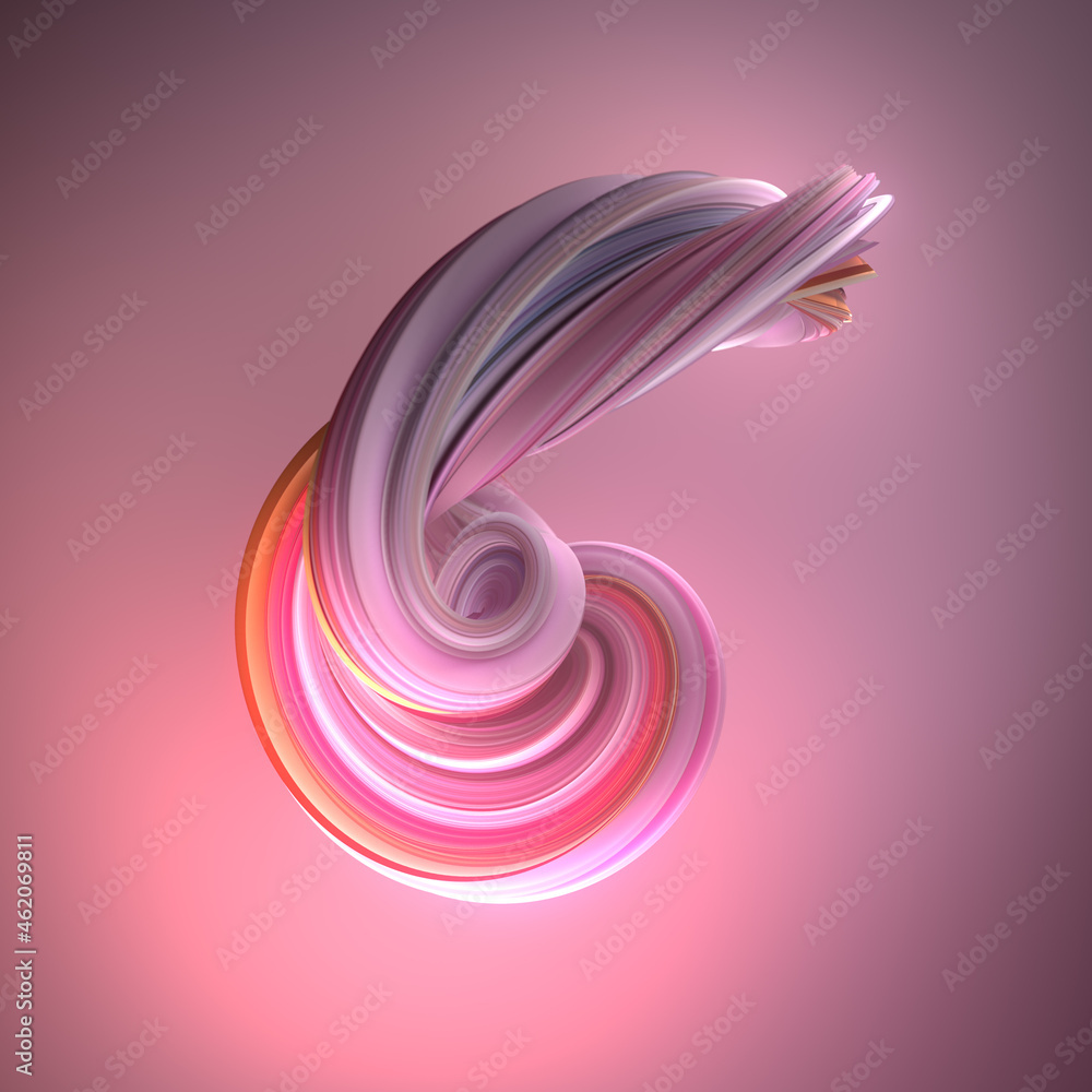 Aufkleber modern twisted multicolor shape 3d rendering digital illustration. abstract background. trendy cover