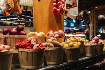 Vegetables at the Boqueria in Barcelona, Spain