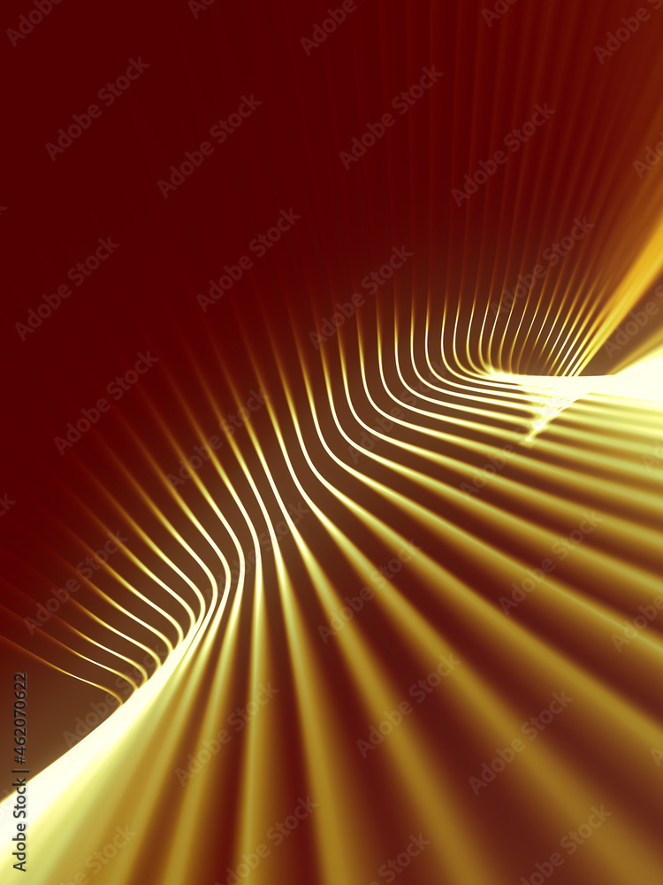 Poster modern twisted yellow lines abstract background. 3d renderi digital illustration