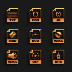 Set SVG file document, GIF, EPS, WMA, and MSG icon. Vector