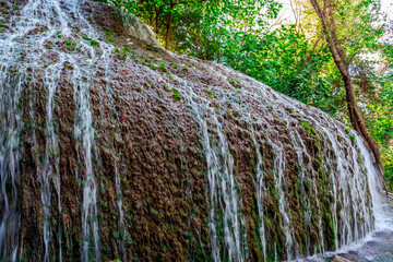 The Monasterio de Piedra park in Nuevalos, Spain, in a hundred-year-old forest full of magical waterfalls