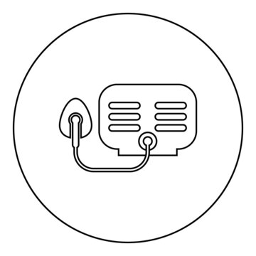 Inhaler Nebulizer Medical aerosol equipment icon in circle round black color vector illustration solid outline style image