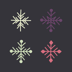 Design of Christmas icons - hand drawn snowflakes. Vector