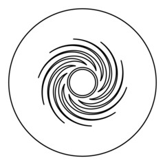 Black hole spiral shape vortex portal icon in circle round black color vector illustration solid outline style image