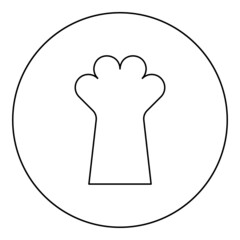Cat paw foot cat's leg cute domestic animal icon in circle round black color vector illustration solid outline style image