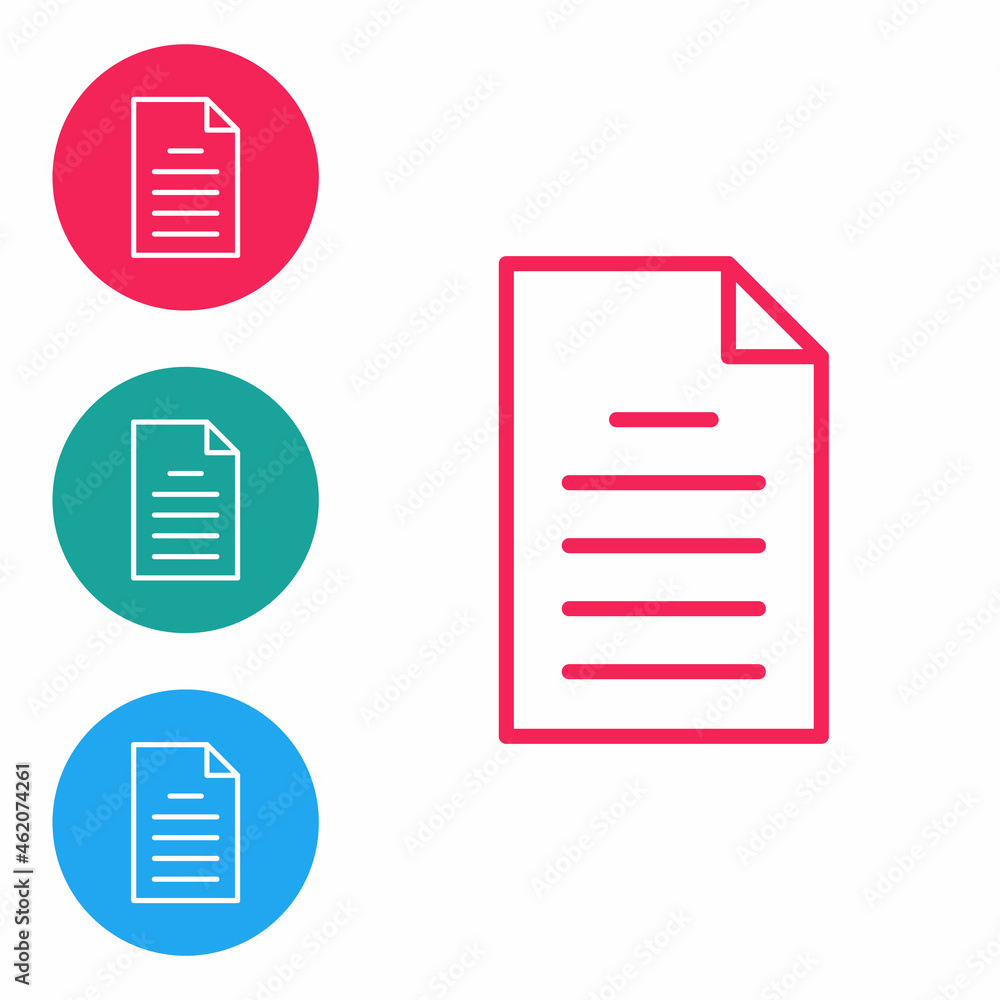 Poster red line file document icon isolated on white background. checklist icon. business concept. set icon