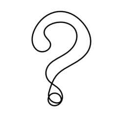 Abstract question mark continuous lines drawing on white background. Vector